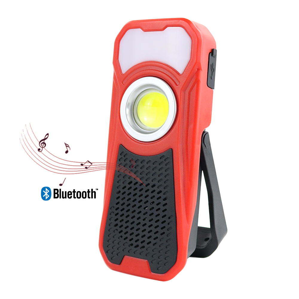 10W 500 Lumen Rechargeable Cordless Bluetooth Speaker COB Worklight for Workshop