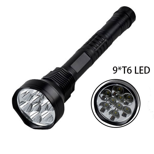 Heavy Duty Rechargeable Torch 9 LED Strong Light Torch Super Bright Most Powerful 10000 Lumen Flashlight For Outdoors