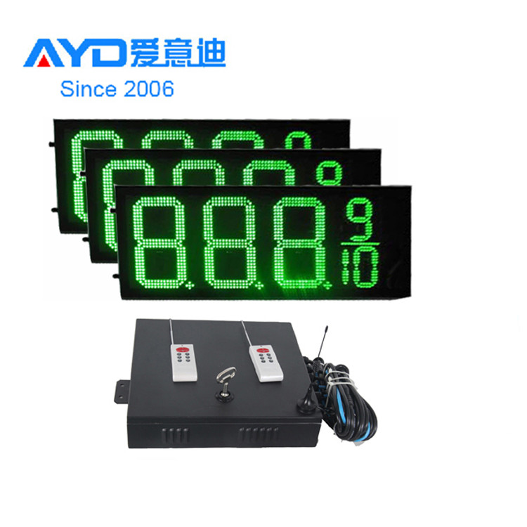 8 Inch Green 7 Segment LED Gas Price Sign for Gas Station with Waterproof Cabinet Programmable Remote Control