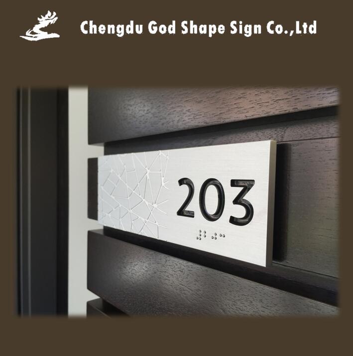 Customized laser cut stainless steel LED hotel door digital room number plates