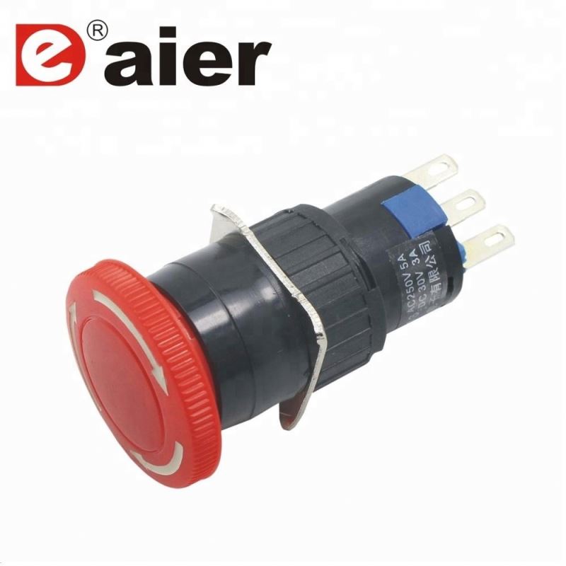 3A 6~250V 3 PIN Red Mushroom Emergency Stop Push Button Switch