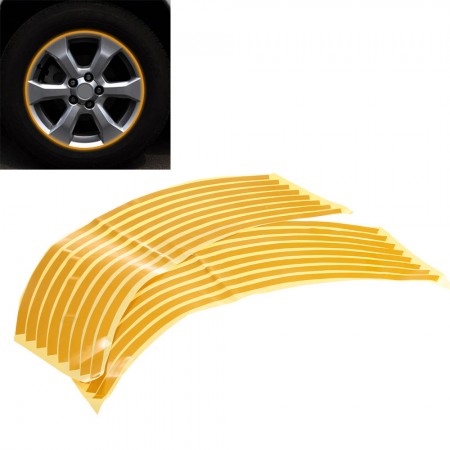 18 6mm Car Motorcycle Wheel Hub Rim Reflective Tape Stripe Decal Sticker Yellow