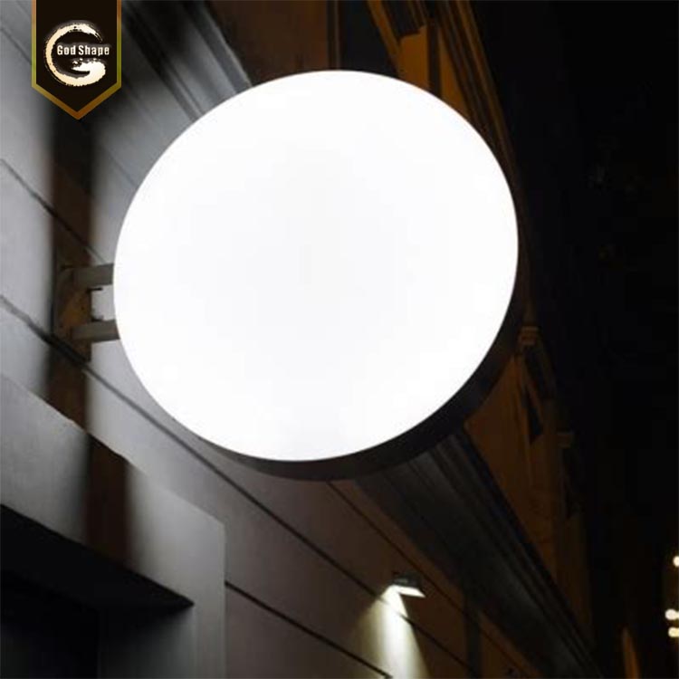 As custom logo round outdoor led light box sign slim wall mounted light box