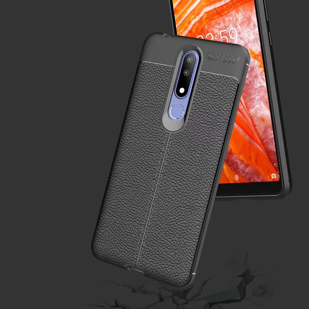 Carbon Fiber Lichee Pattern tpu For Nokia 3.1 Plus Soft TPU Case
