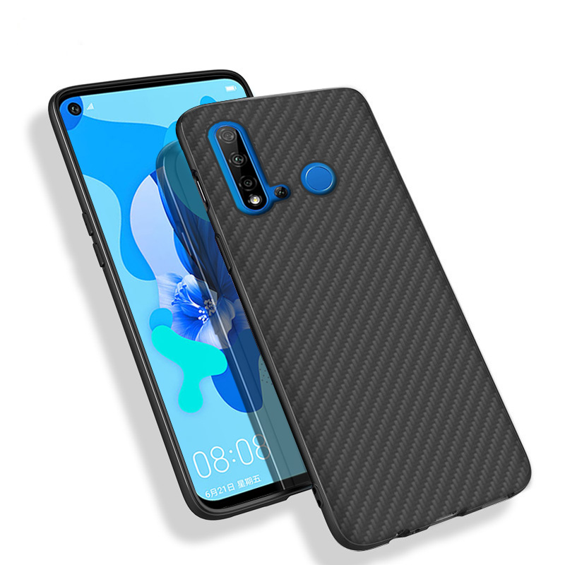 Premium Carbon Fiber  Case Full Sides Protective Shell Back shockproof Cover Design For Huawei Nova 5i