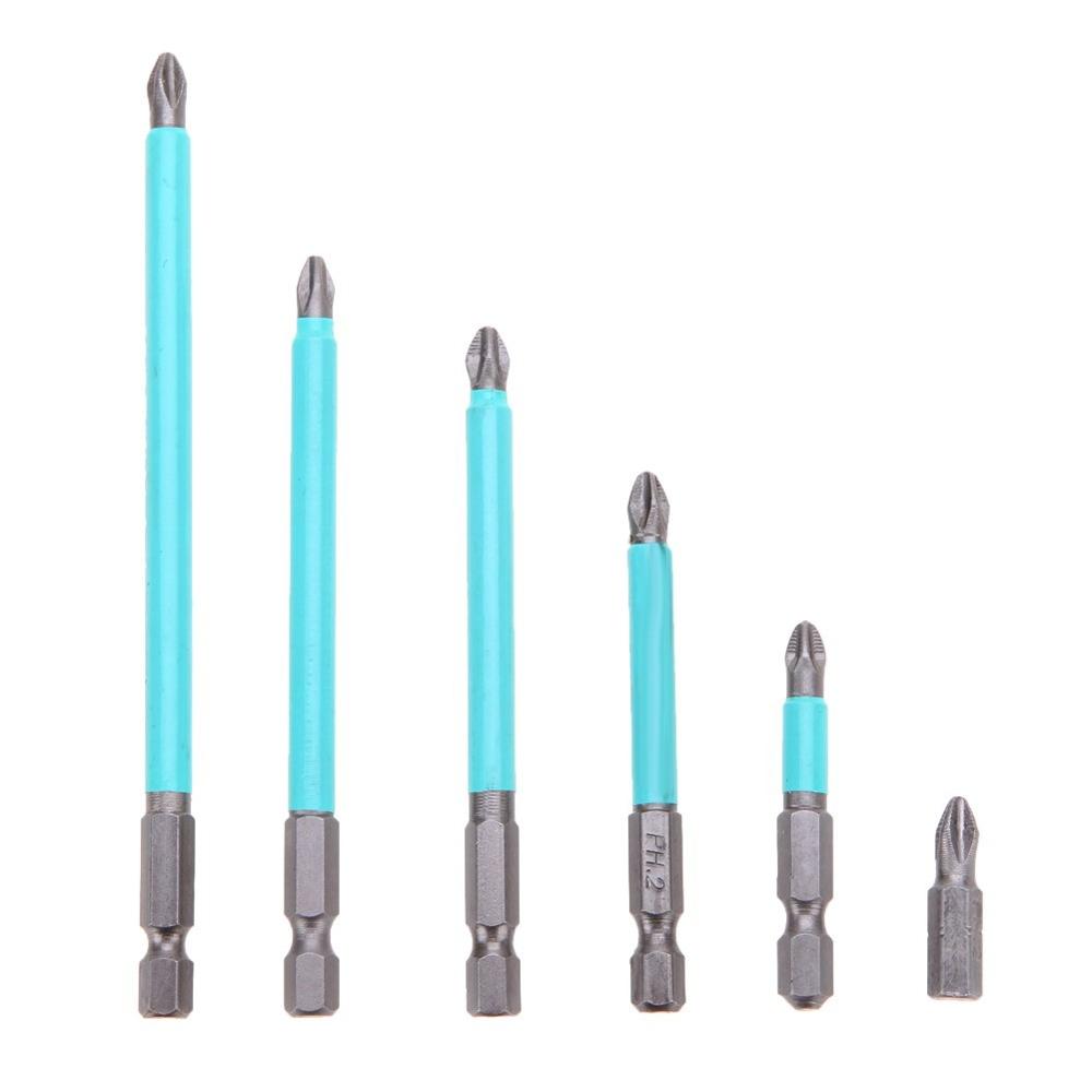 Screwdriver Bits Set High Alloy Steel Shank 25 / 50 / 65 /70 /90 /127 mm PH2 Magnetic Electric Screwdriver Tools