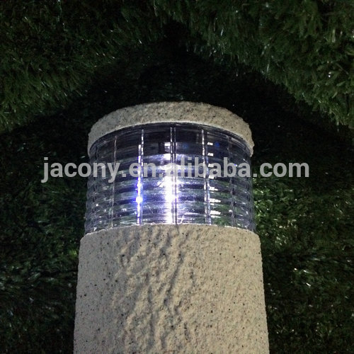 Waterproof Solar Powered LED Pillar Round Stone Lamp Post Lights for Outdoor Garden Patio (JL-8576)