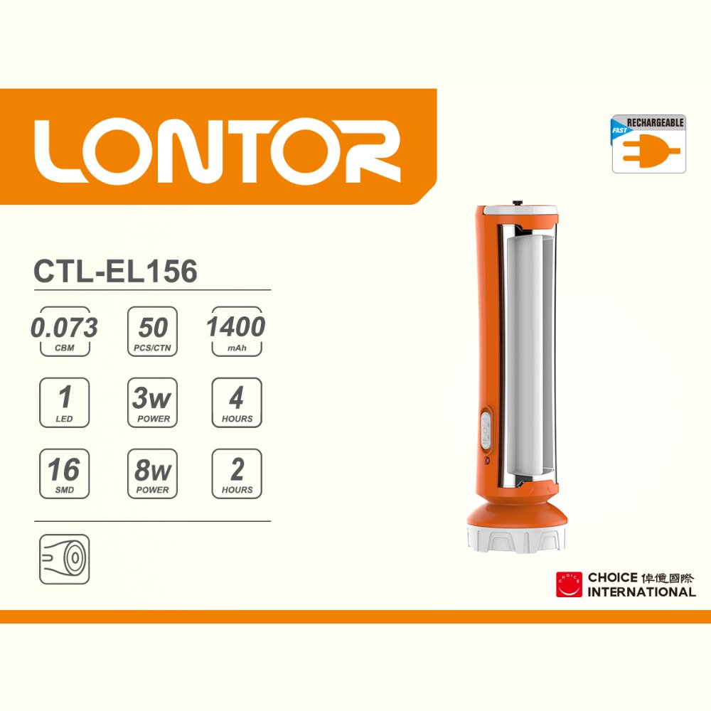 LONTOR rechargeable emergency light with torch function EL156