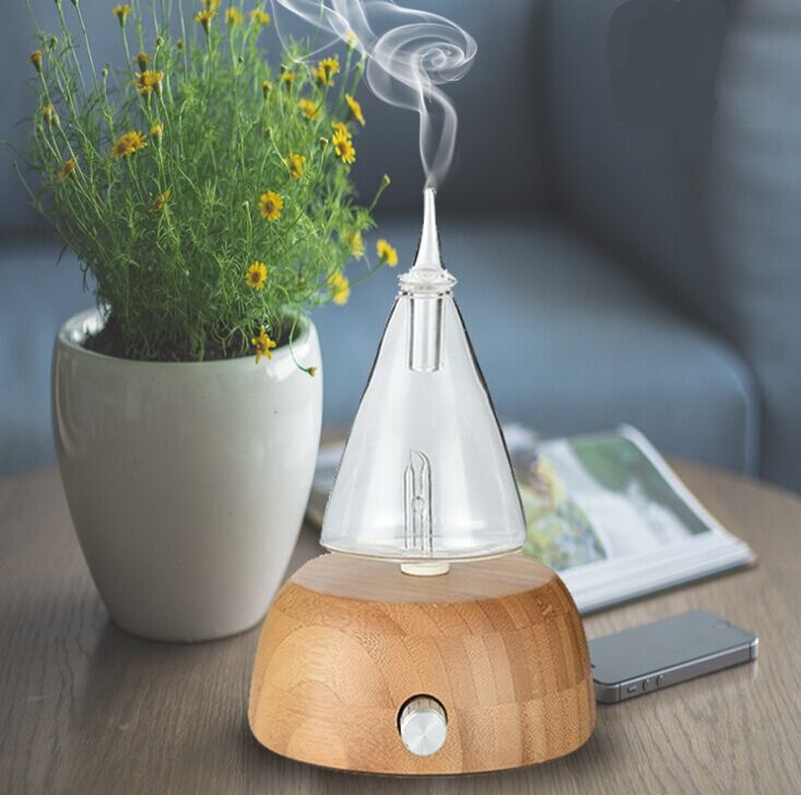 Bamboo Glass Essential Oil Gift Nebulizing Aromatherapy Diffuser with Idea Triangular Rafael Tower