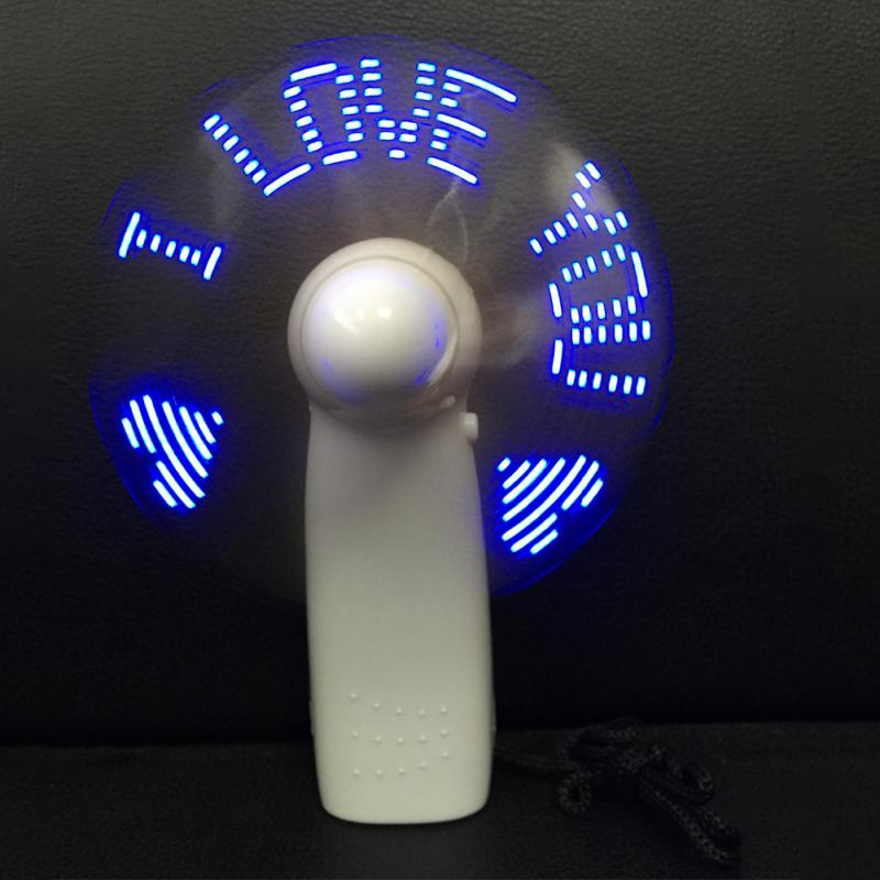 Mini USB Handheld Fan Gadgets Flashing I Love You LED Cooler Desktop Cooling Gift Fan with Characters Messages