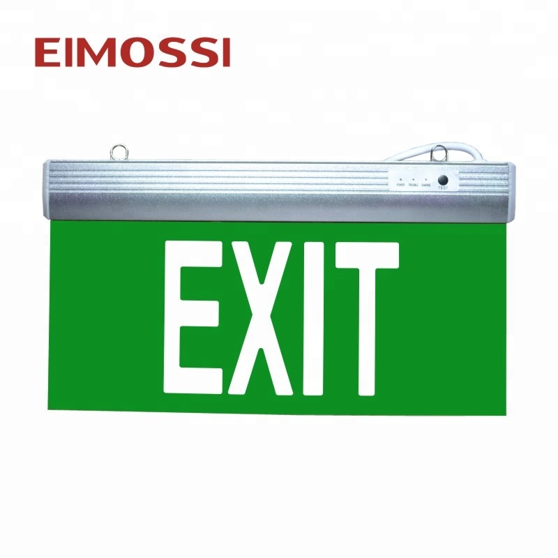 Wall Mounted Maintained Led EXIT Sign Aluminum Acrylic Rechargeable Emergency Light