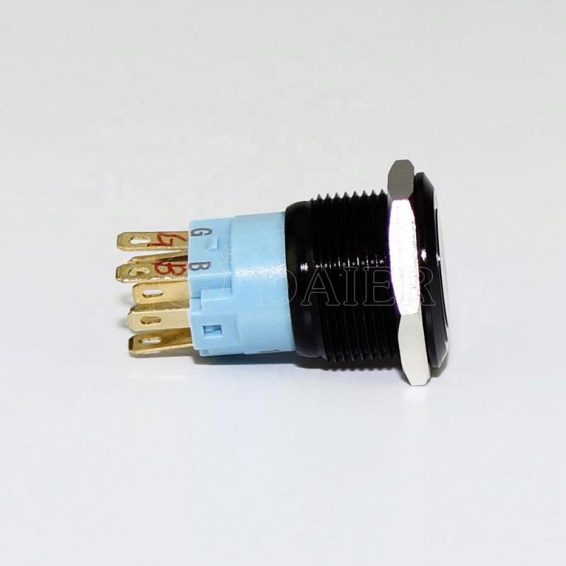 Electrical 19mm Dual Lighted 6 Pin 24 Volt Round Push Button Switch