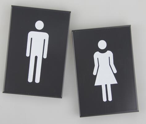 Custom durable acrylic adhesive black men women bathroom door sign toilet sign WC signage