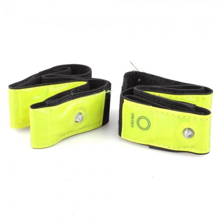 2 Reflective Band Arm Leg Strap Belt 4 LED Light Cycling Running Jogging