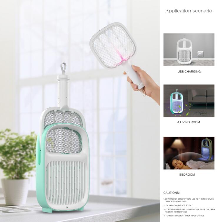 Portable Rechargeable Mosquito Killer with Swatter and Automatic Light Sensor