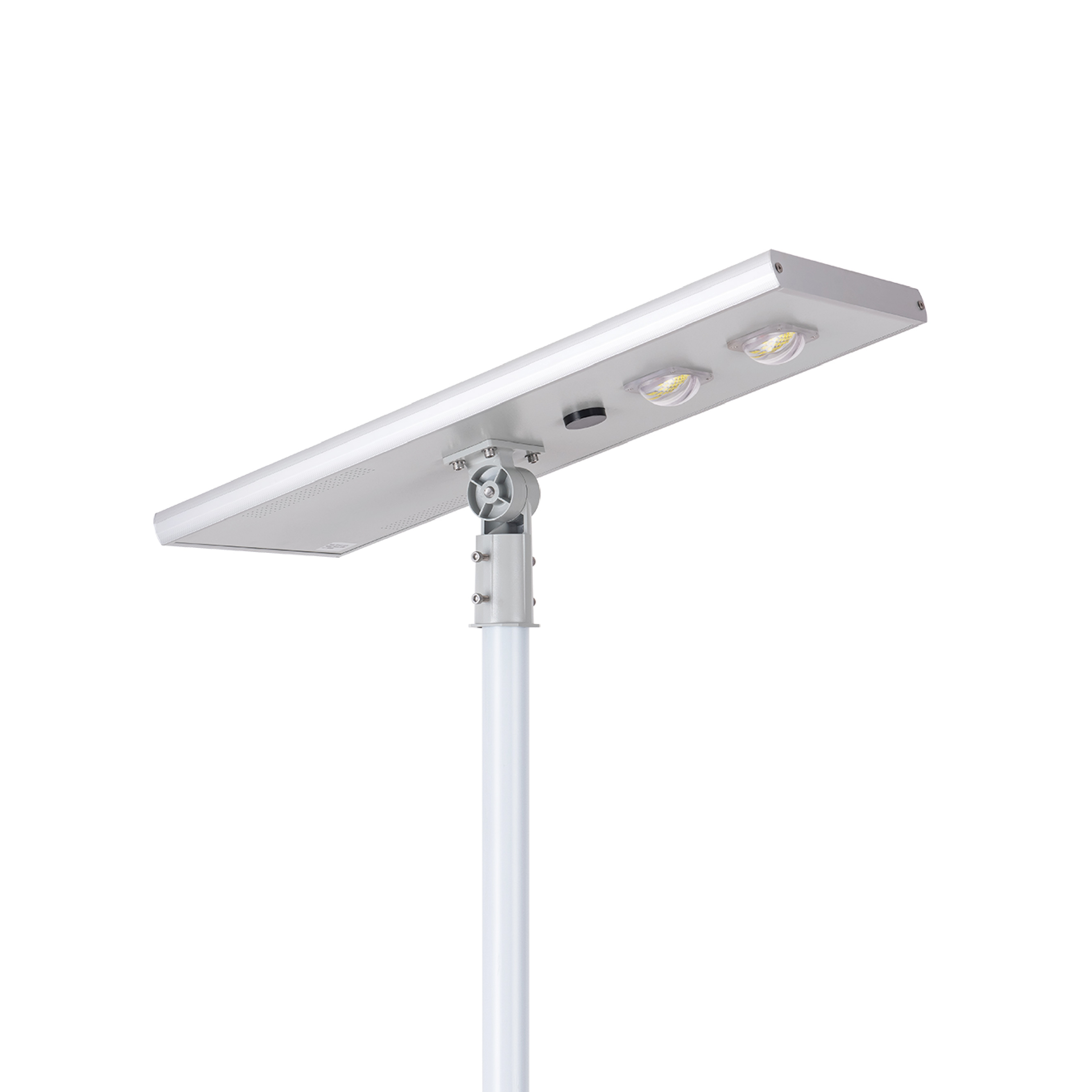 Gray 100lm/w Smart 20w 30w 60w Led Lights With Poles Waterproof Ip65 Solar Street Light