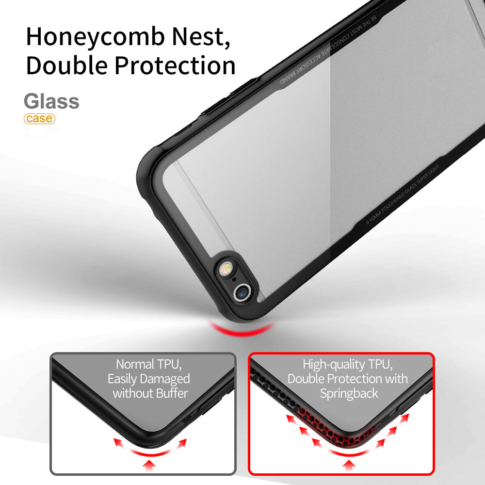 2019 Newest shockproof tpu frame tempered glass back cover mobile phone case For iphone 6s