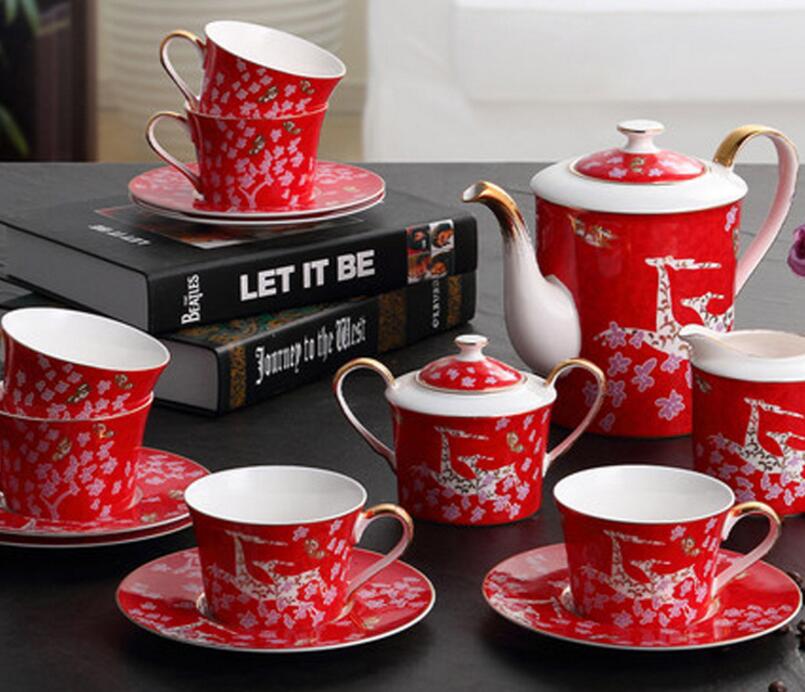 Christmas style Coffee&Tea Sets/15 pcs Bone China tea set /Coffee Mug set