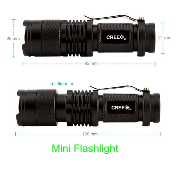 Hot Sale Mini Flat LED Flashlight 3 Modes Zoom Rechargeable Mini LED Torch