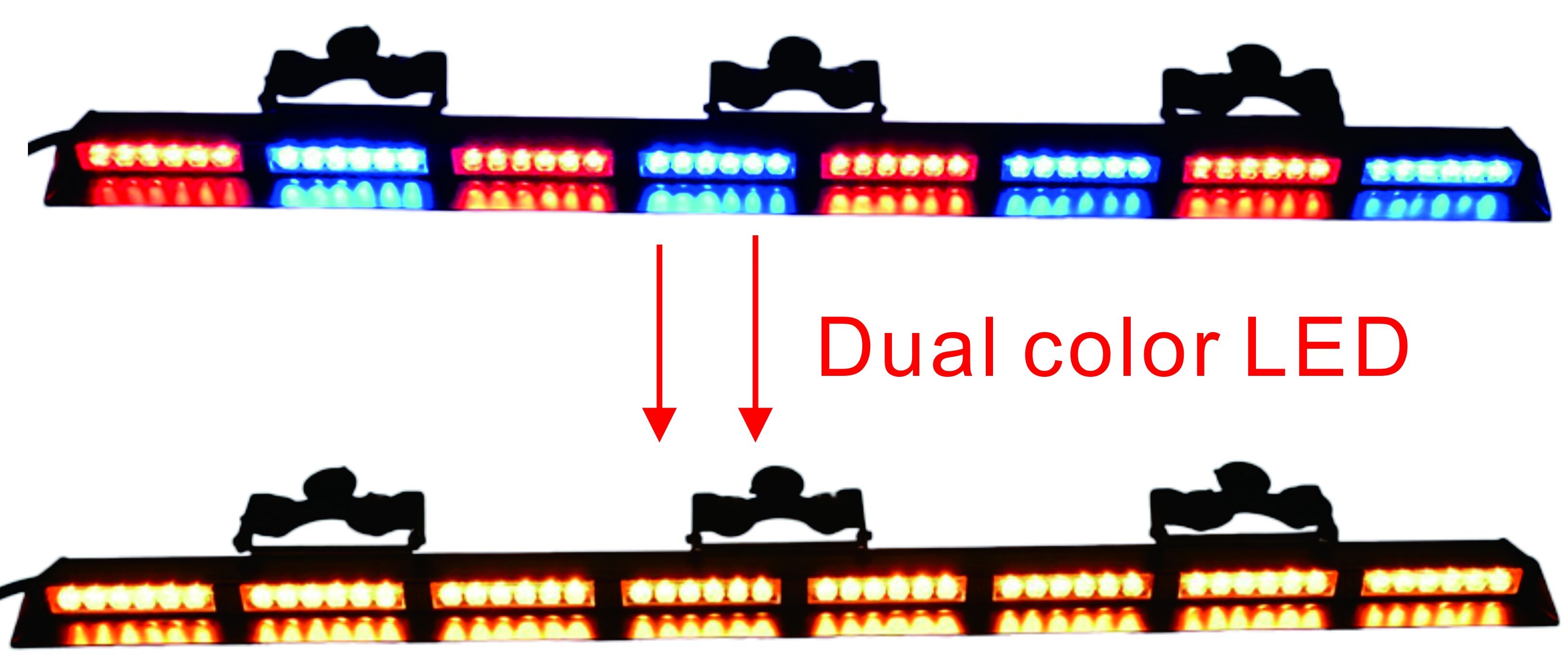 Car used dual color emergency vehicle windshield dash visor light bar