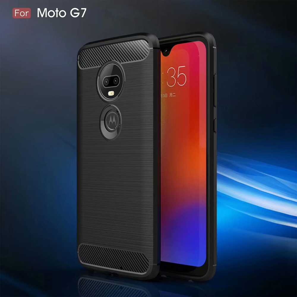 Carbon Fiber Tpu case For Motorola moto G7 Soft CF Cover