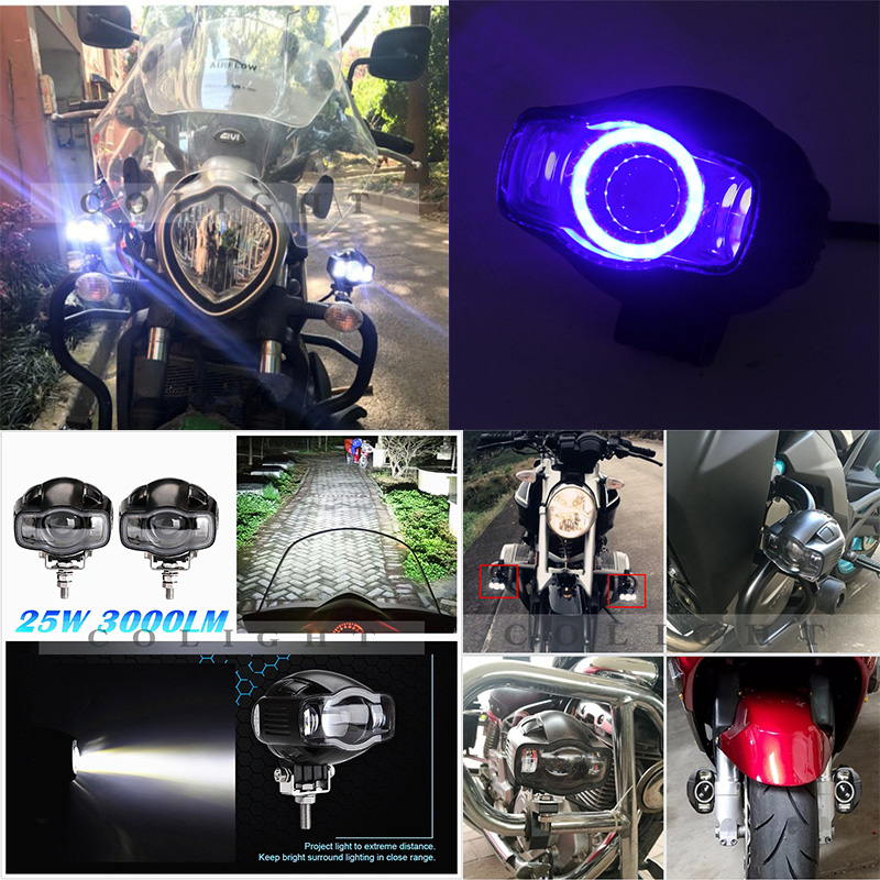 Motorcycle lights universal 25w fog lamp led motorcycle led driving fog head spotlight