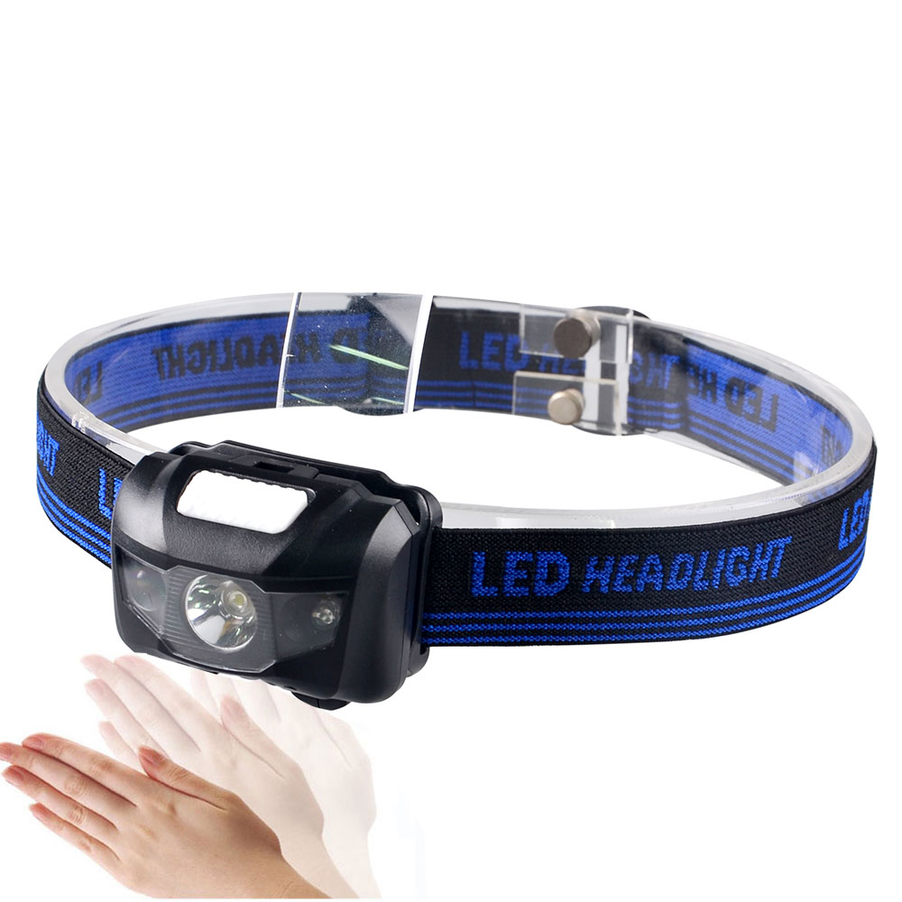 AAA battery Plastic 3W Led Head Torch lamp Led Motion Sensor Headlamp For Running, Camping, Fishing