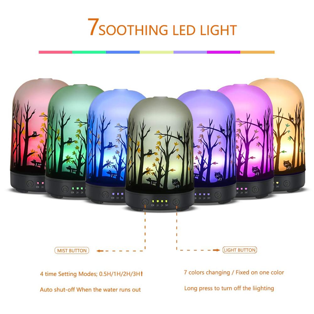 Glass Art 100ML Aromatherapy Essential Oil Diffuser, 2.4MHz Ultrasonic BPA Free Cool Mist Humidifier