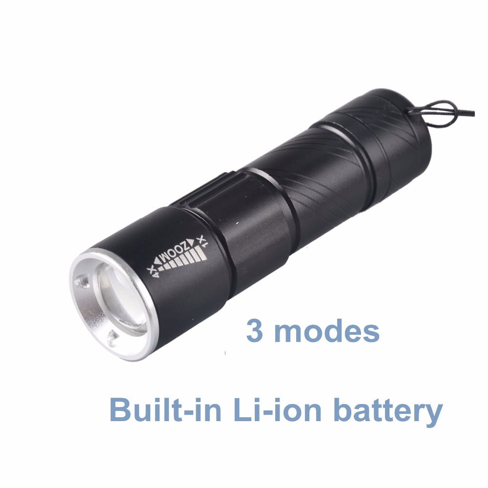 Adjustable Focus Zoomable USB Flashlight USB Rechargeable Led Strobe Light