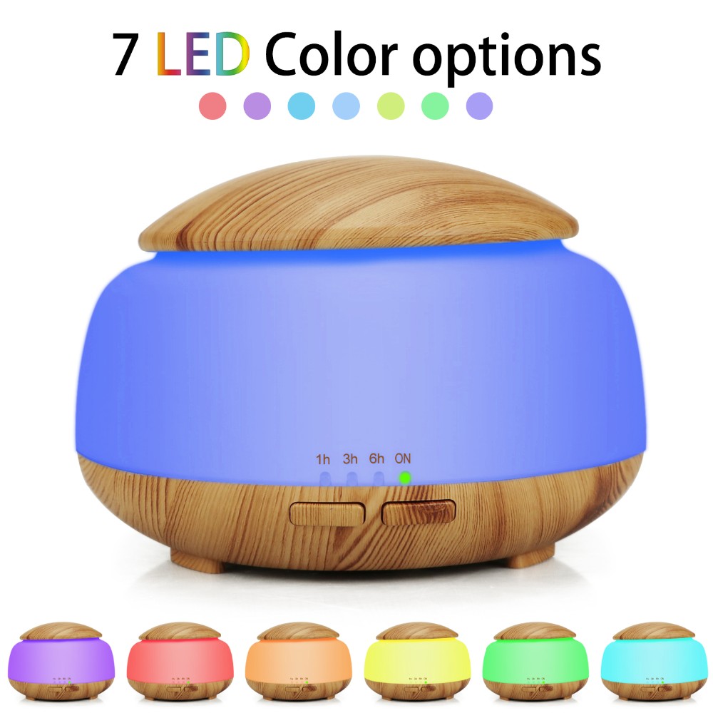 Remote Controller Aromatherapy Essential Oil Diffuser Portable, 300ml Cool Mist Air Wooden Grain Humidifier Diffuser