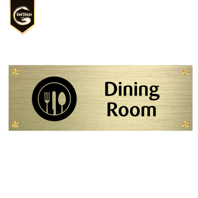 GS Customized Polished Stainless Steel 304 Door plate Sign and room number id plaque indoor
