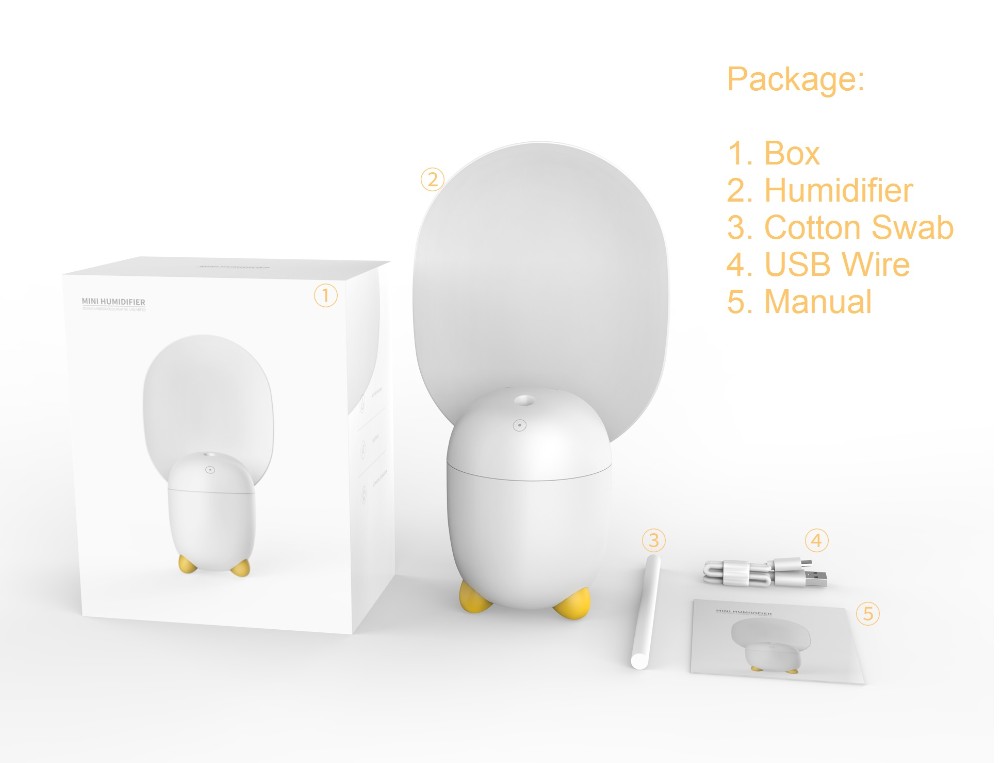 300ml Super Cute USB Humidifier with Warm Light to Purify and Humidify the Air in Your Home