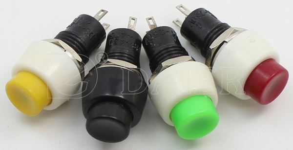 Black/Red 10mm Plastic Latching Push Push Switch for Fan