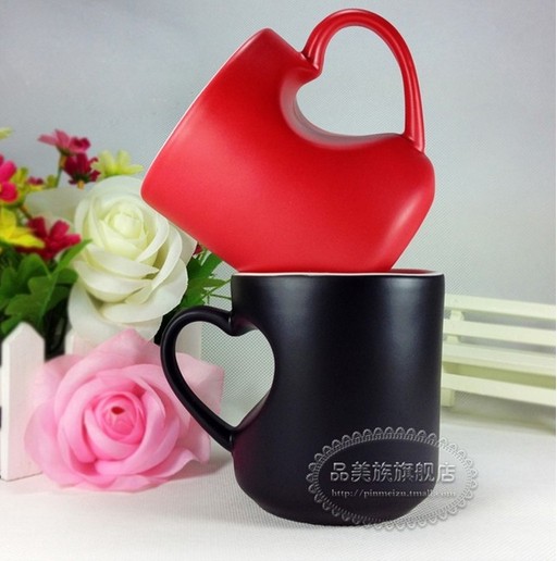 custom printed Creative heart shape ceramic coffee mug,8oz,12oz,16oz,20oz coffee mug