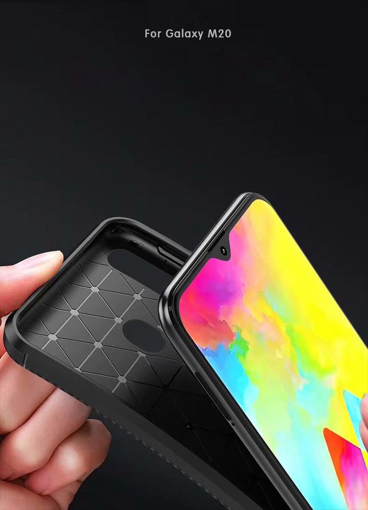 Carbon Fiber 360 Protective phone case For Samsung galaxy M20 Core TPU Silicone back cover case
