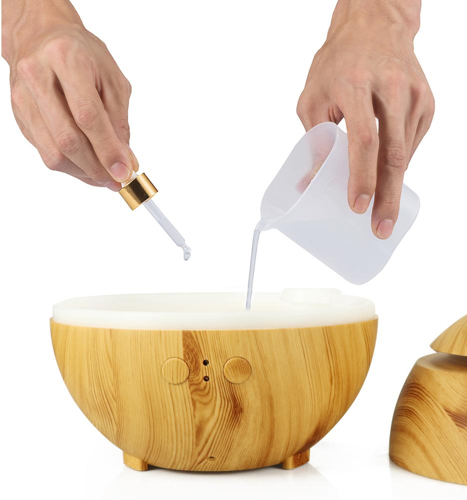 600ml Dark Wood Grain Aromatherapy Diffuser Scent Humidifier with LED Light for Home, Office, Yoga, Improving Skin Condition