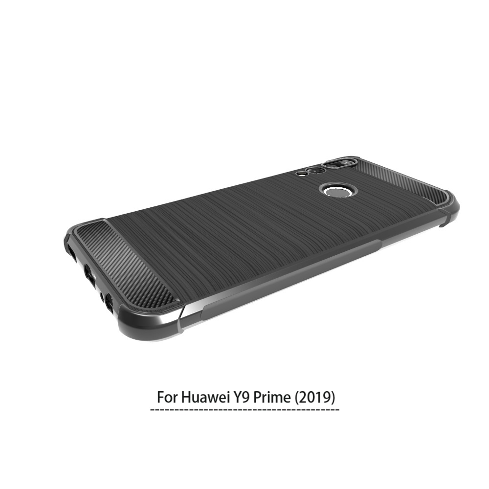 Carbon Fiber Cover soft Tpu Brushed case For Huawei Y9 Prime 2019