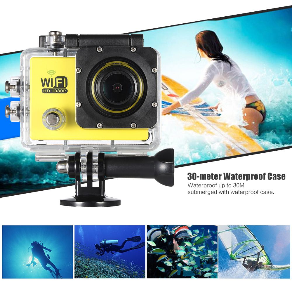 A10 + F02 Full HD 1080P 30FPS Sports Wifi Action Camera 2.0 LCD 12MP 4X Zoom 140D Wide-Lens Mini Camera Car DVR FPV PC Camera