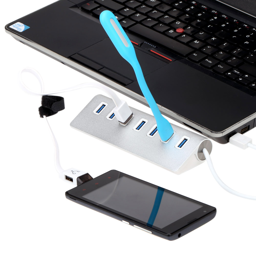 High Speed 7 Ports Aluminum Alloy 3.0 USB Hub Splitter 5Gbps Charging Data Sync Adapter Portable for Macbook PC Computer Laptop