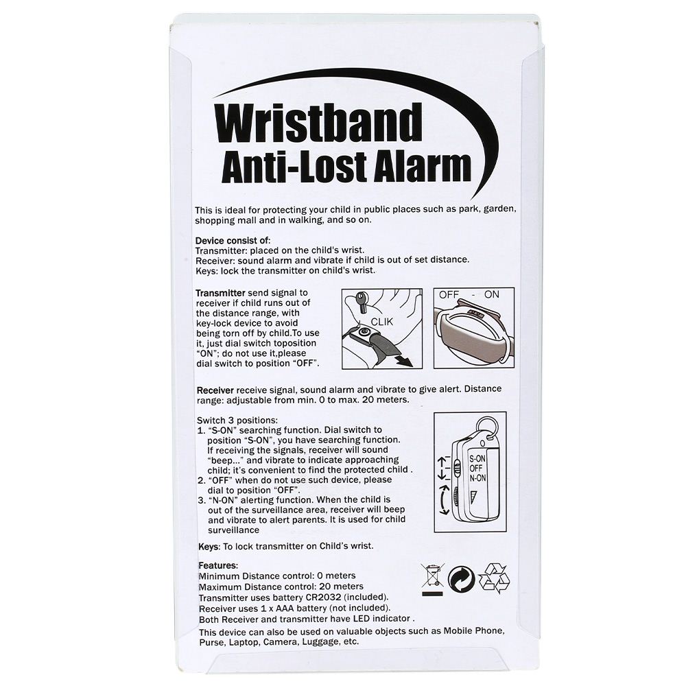 Anti-lost Alarm Fish Shape Wristband Bracelet + Portable Receiver Beep Vibrate Alert Alarm Sensor for Child Elderly Pet Locator