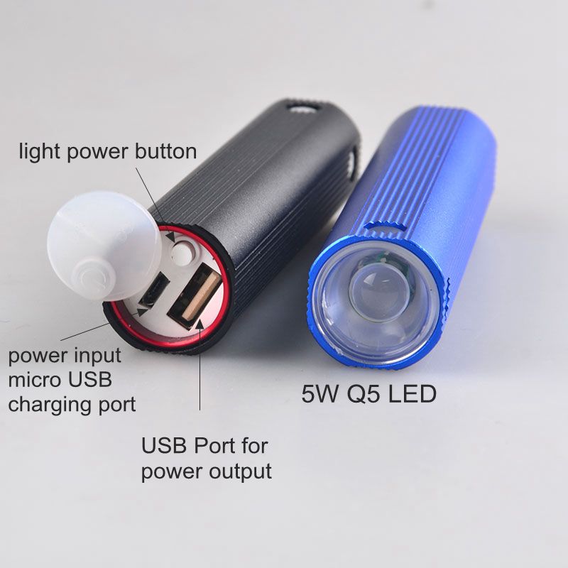 Portable LED USB Rechargeable Power Bank Torch Flashlight for Mobile Phone Charge