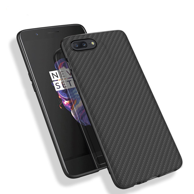 New Arrival Matte Finish Carbon Fiber Textured Light Thin Shock Absorbing Bumper Skin Back cover hard case For oneplus 5