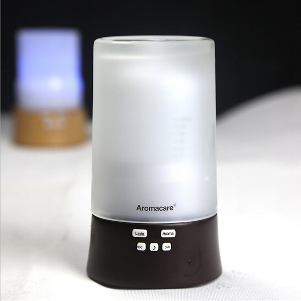 Chinese Supplier 120ml Wood Glass Aroma Oil Diffuser,Ultrasonic Fragrance Atomiser With MP3