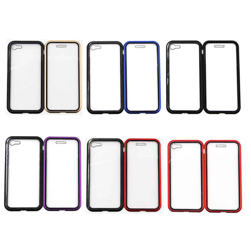 2nd generation Front Back double Glass Magnetic cover For iPhone Xs XR Max 6 7 8 Plus flip cell phone Metal case