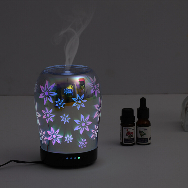 Colorful Snowflake 3D Effect Glass Aromatherapy Diffuser,Home Christmas Air Cool Fleshing Diffuser  Humidifier