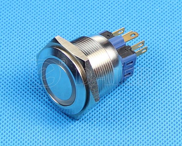 6Pin Momentary Flat Button Dot Illuminated Waterproof Metal 25mm Led Push Button Switch