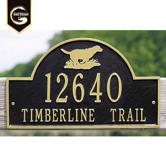 Plaque with metal background with the logo recessed and filled in black custom aluminum plaque