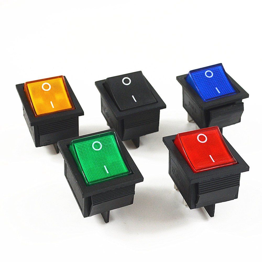 KCD4 Latching Rocker Switch Power Switch 4 Pins with Light 16A 250VAC 20A 125VAC Plastic Switch