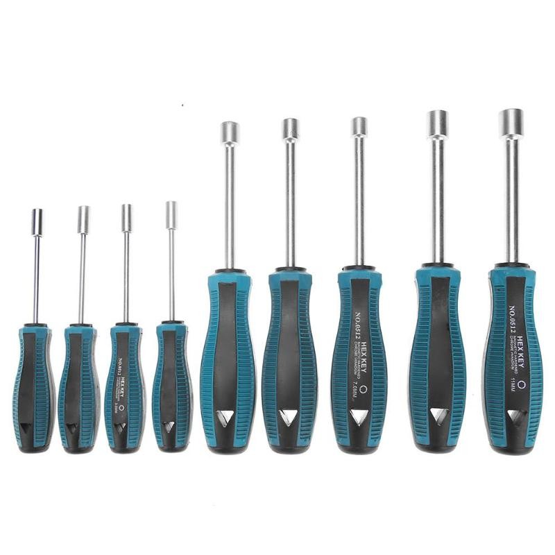 9pcs/set 3-11mm Multi-Bits Hexagon Socket Screwdriver Set Multifunction CR-V Hex Hand Spanner Wrench Repair Tool Set