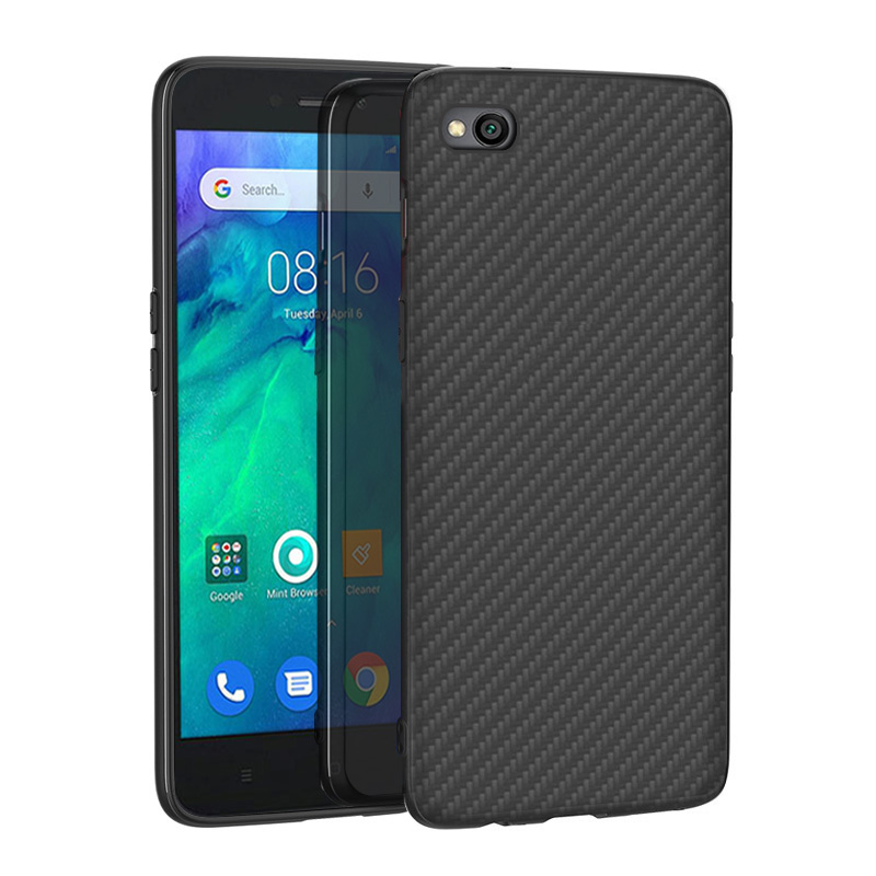 Matte Finish Carbon Fiber Textured Light Thin Shock Absorbing Bumper Skin hard case for Redmi GO